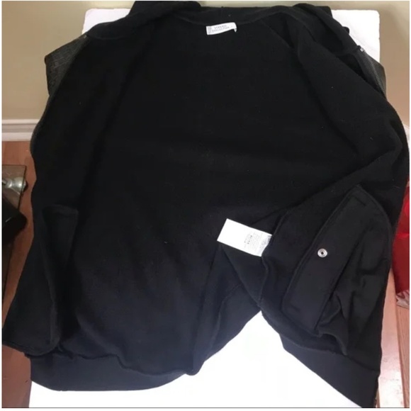 Versace Collection Hoodie Jacket Leather Cotton Sleeves Zip Up Hood Coat Logo MS - Picture 15 of 16